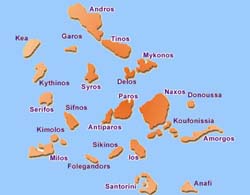 Map of Cyclades.